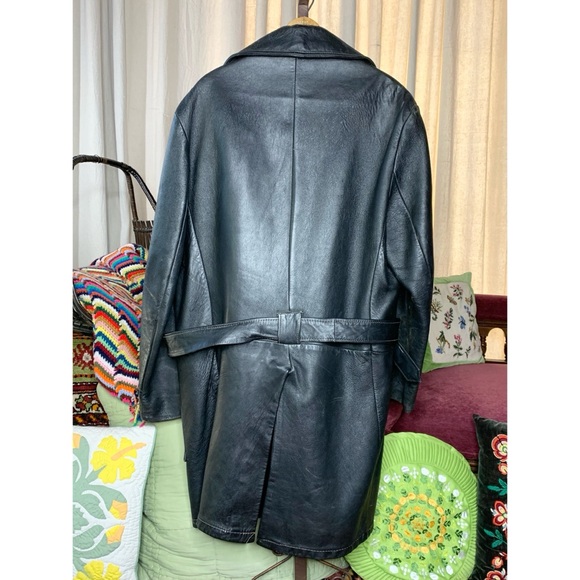 80s Leather Great Coat - Picture 11 of 12